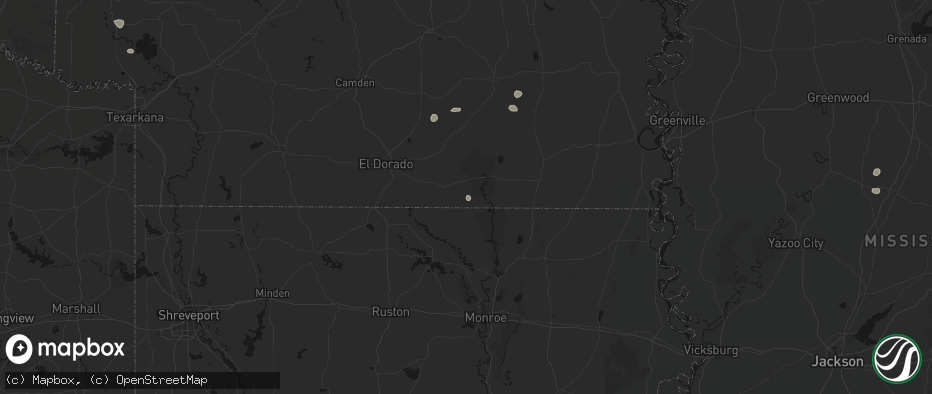 Hail map in Huttig, AR on July 4, 2026
