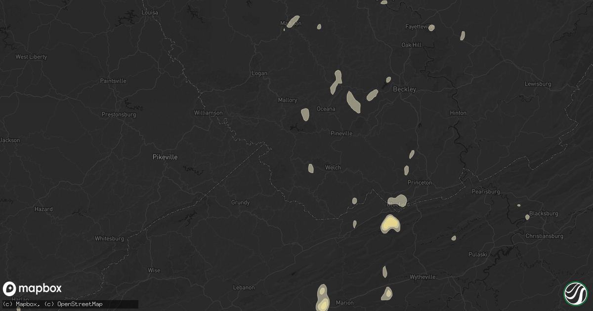Hail map in Iaeger, WV on July 4, 2026
