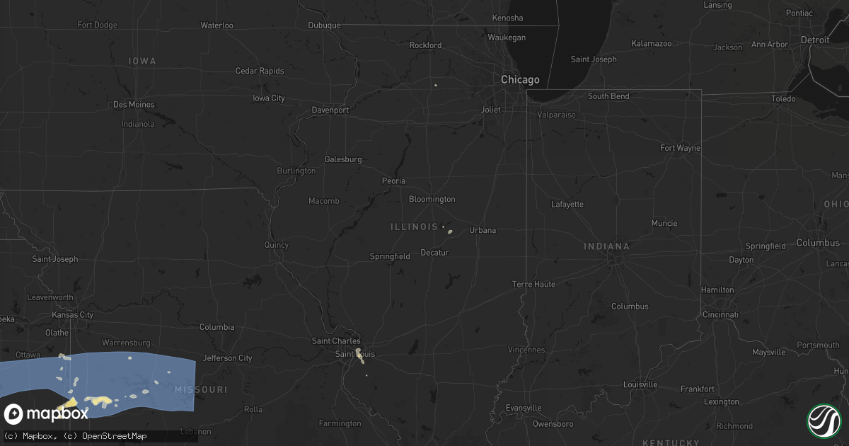 Hail map in Illinois on July 4, 2026