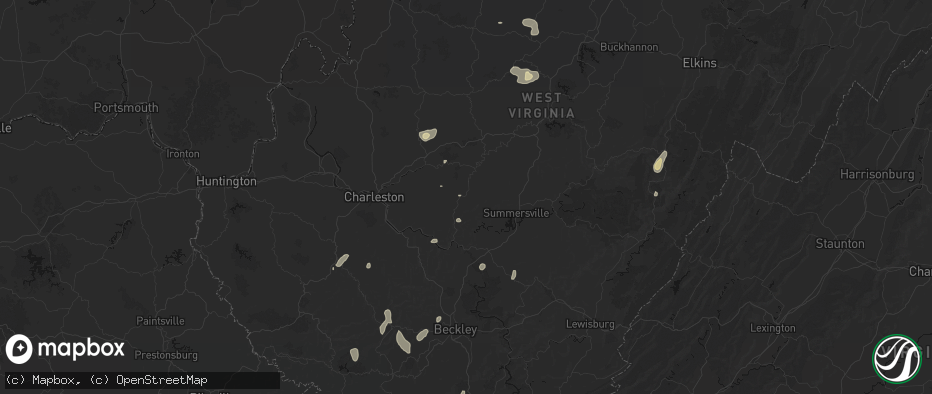 Hail map in Indore, WV on July 4, 2026