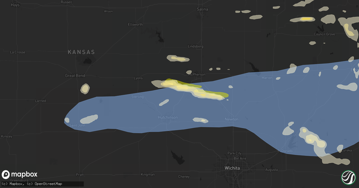 Hail map in Inman, KS on July 4, 2026
