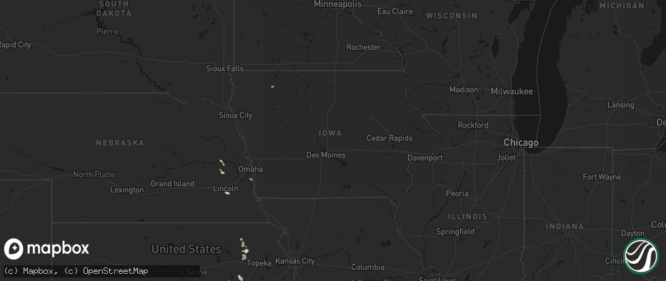Hail map in Iowa on July 4, 2026