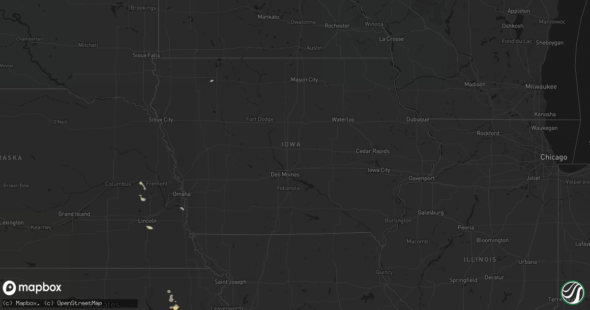 Hail map in Iowa on July 4, 2026