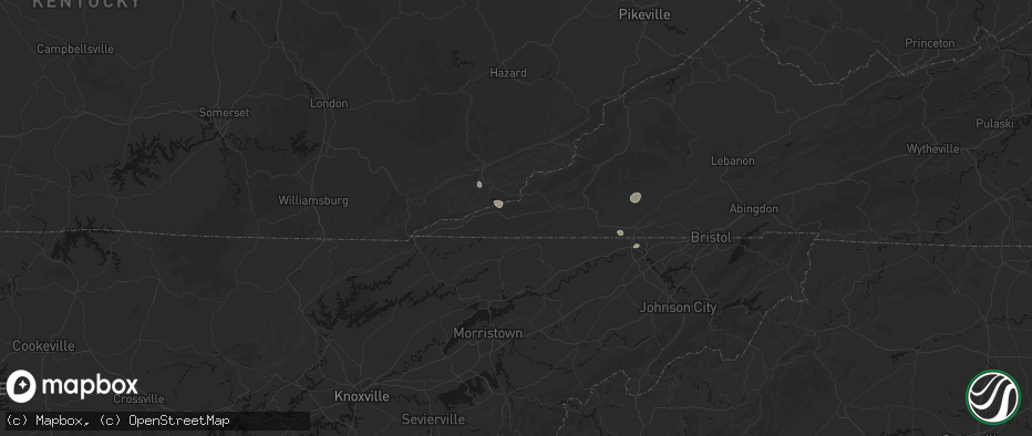 Hail map in Jonesville, VA on July 4, 2026