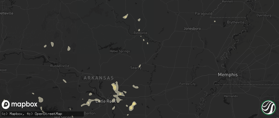 Hail map in Judsonia, AR on July 4, 2026