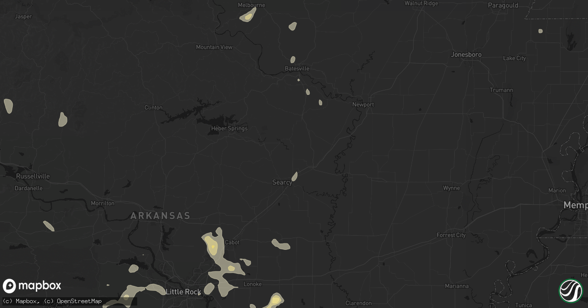 Hail map in Judsonia, AR on July 4, 2026