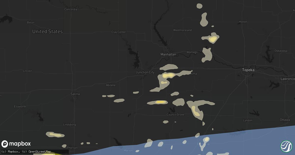 Hail map in Junction City, KS on July 4, 2026