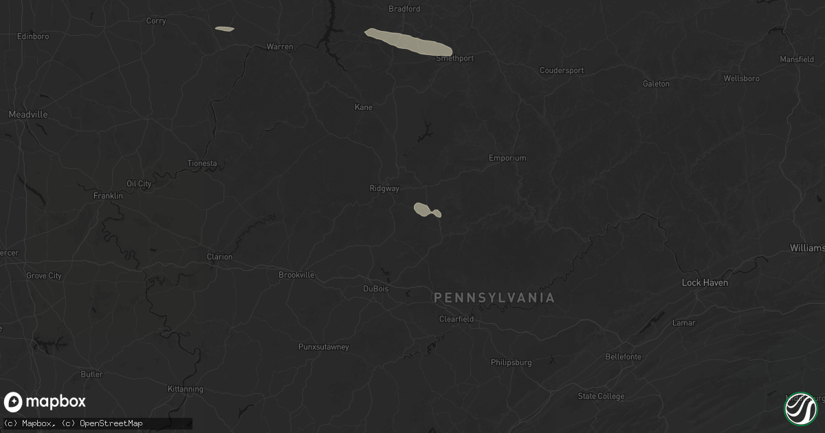Hail map in Kersey, PA on July 4, 2026