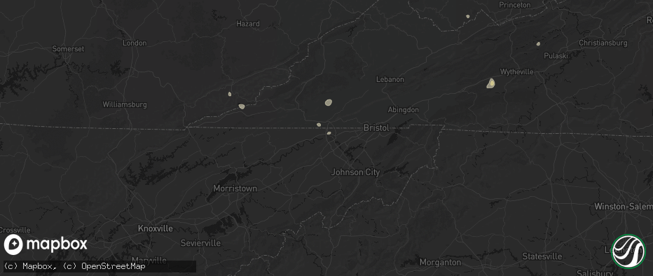 Hail map in Kingsport, TN on July 4, 2026