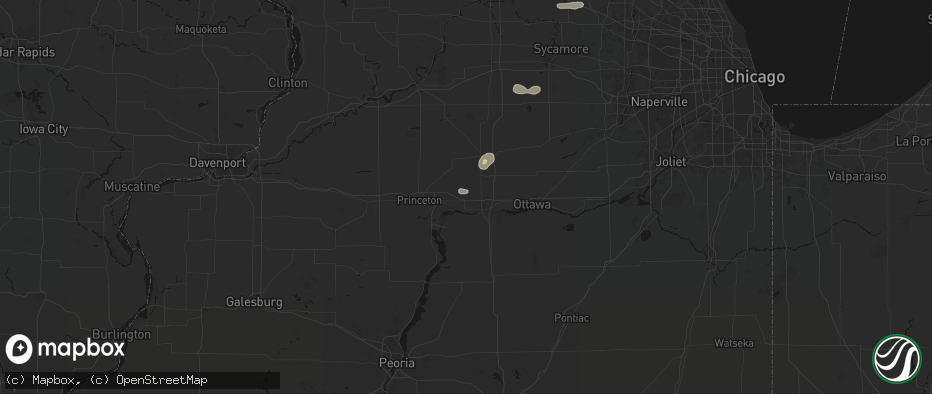 Hail map in Ladd, IL on July 4, 2026