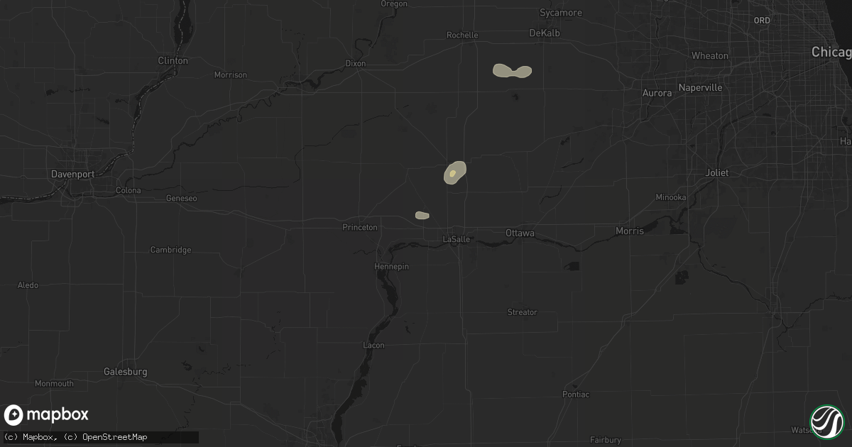 Hail map in Ladd, IL on July 4, 2026
