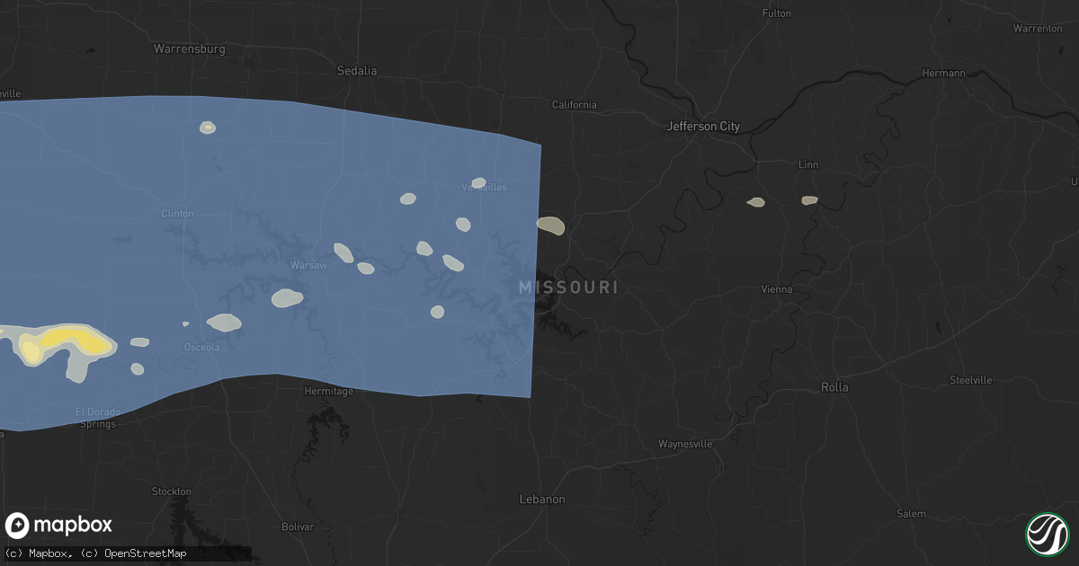 Hail map in Lake Ozark, MO on July 4, 2026
