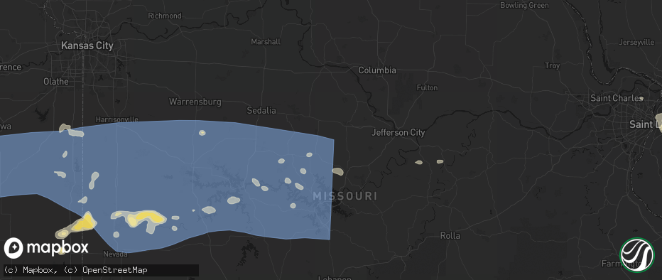 Hail map in Latham, MO on July 4, 2026
