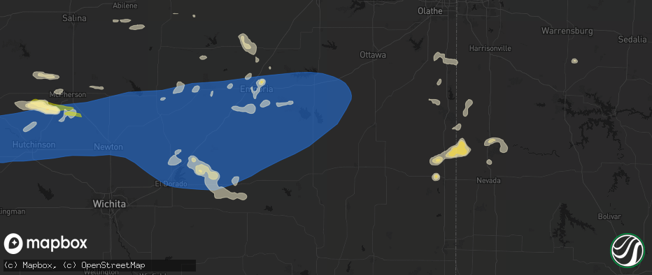 Hail map in Le Roy, KS on July 4, 2026