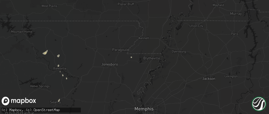 Hail map in Leachville, AR on July 4, 2026