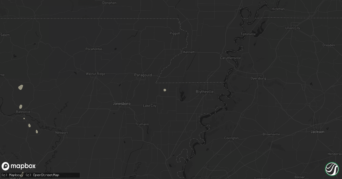 Hail map in Leachville, AR on July 4, 2026