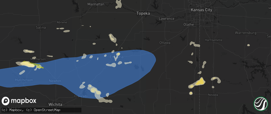 Hail map in Lebo, KS on July 4, 2026