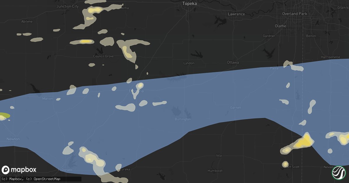 Hail map in Lebo, KS on July 4, 2026