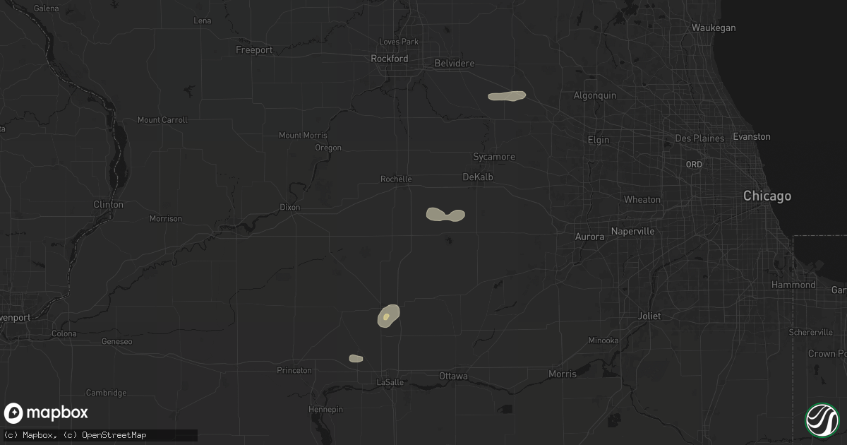 Hail map in Lee, IL on July 4, 2026