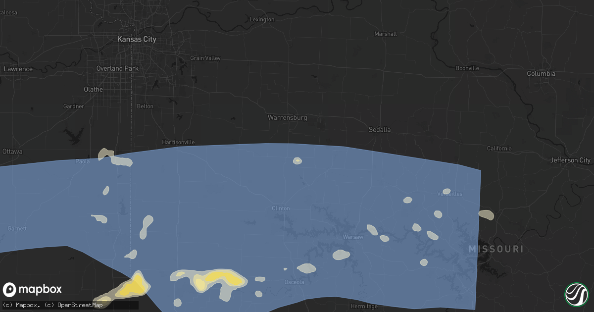 Hail map in Leeton, MO on July 4, 2026