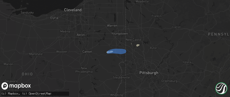 Hail map in Leetonia, OH on July 4, 2026