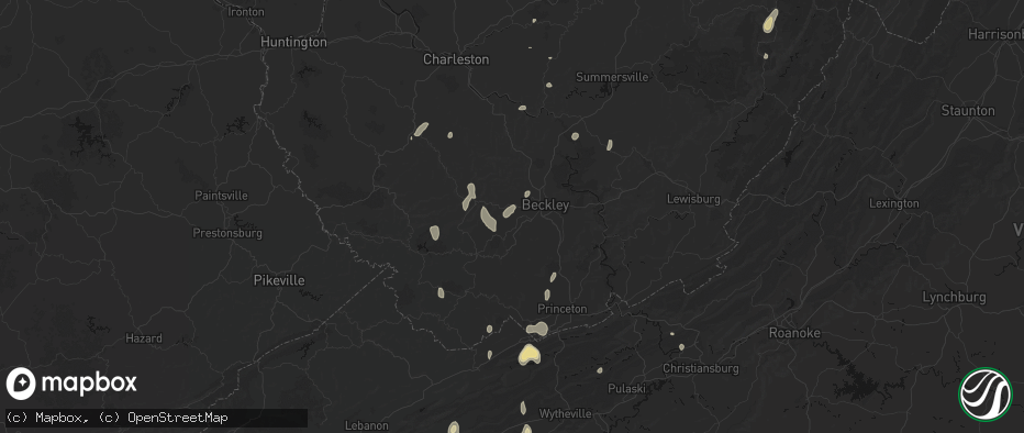 Hail map in Lester, WV on July 4, 2026