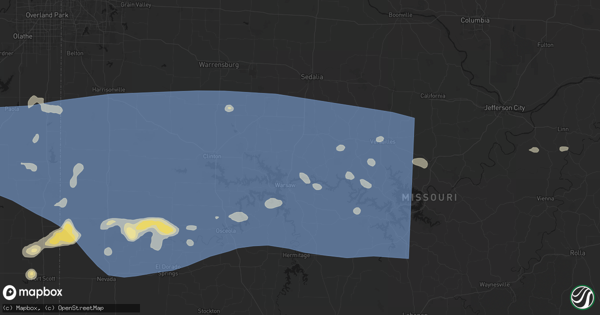 Hail map in Lincoln, MO on July 4, 2026
