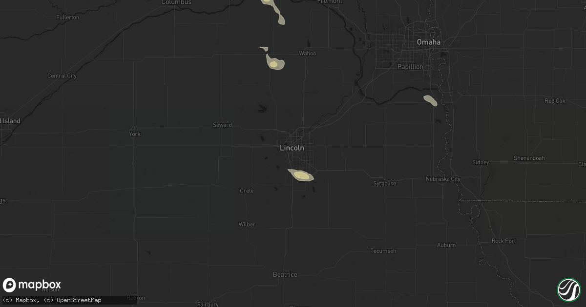 Hail map in Lincoln, NE on July 4, 2026
