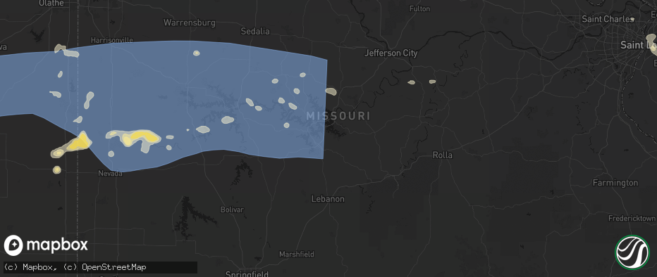 Hail map in Linn Creek, MO on July 4, 2026