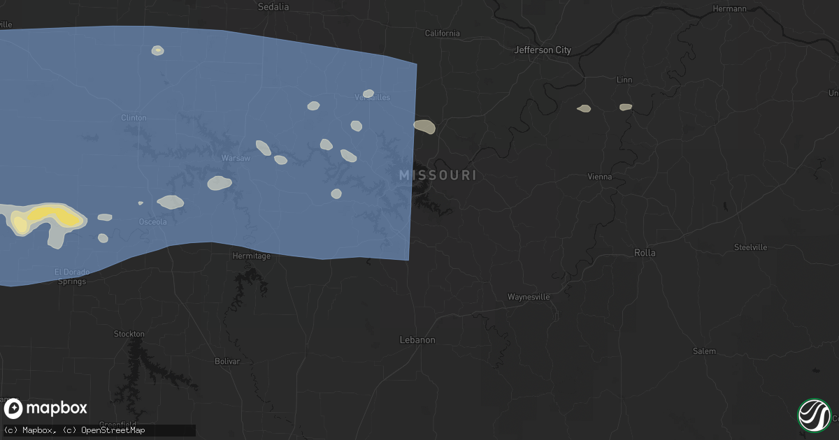 Hail map in Linn Creek, MO on July 4, 2026