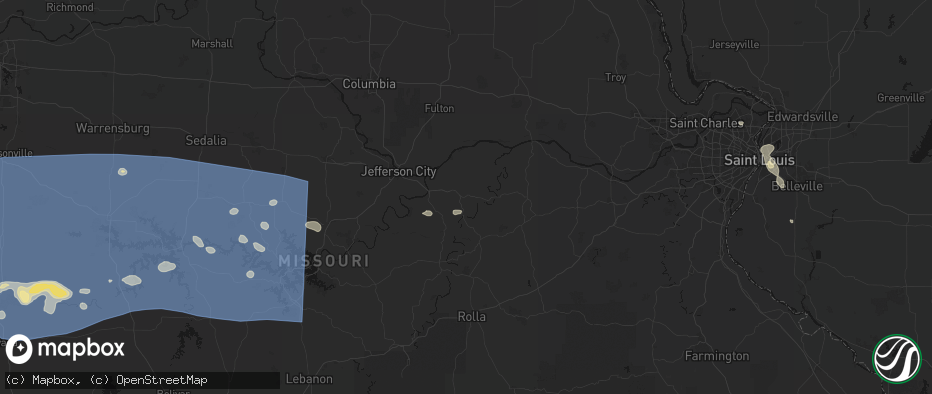 Hail map in Linn, MO on July 4, 2026