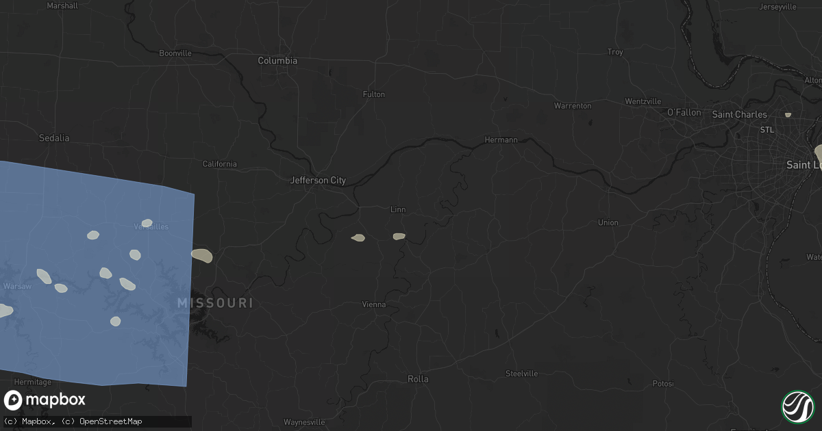 Hail map in Linn, MO on July 4, 2026