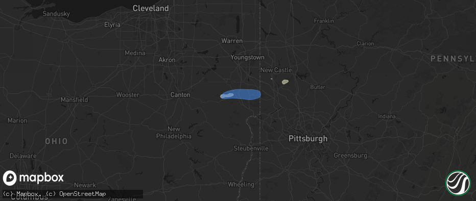 Hail map in Lisbon, OH on July 4, 2026