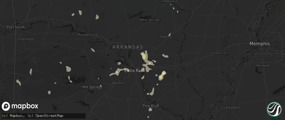 Hail map in Little Rock Air Force Base, AR on July 4, 2026