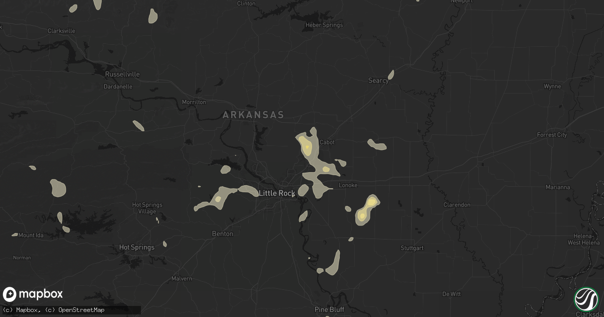 Hail map in Little Rock Air Force Base, AR on July 4, 2026