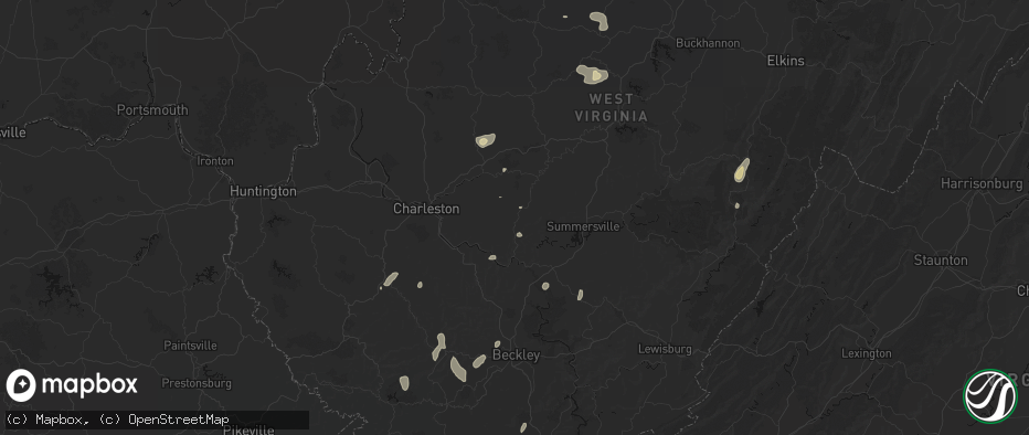 Hail map in Lizemores, WV on July 4, 2026