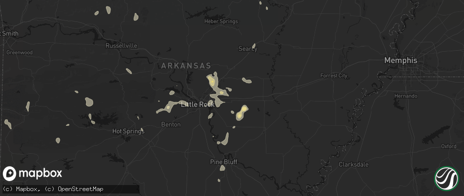 Hail map in Lonoke, AR on July 4, 2026