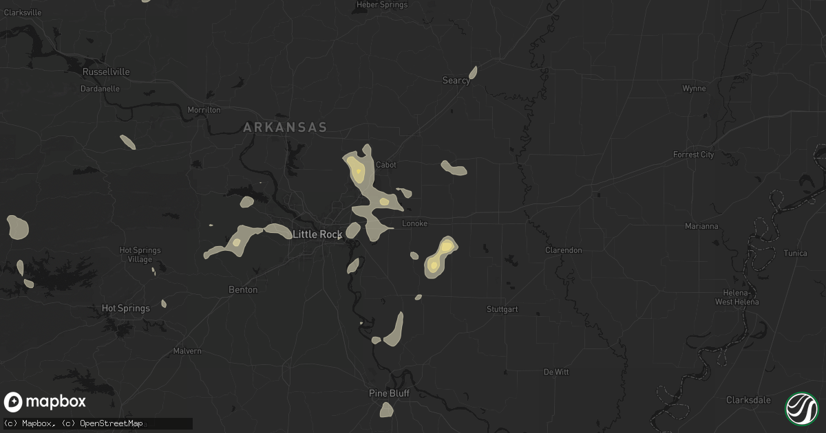 Hail map in Lonoke, AR on July 4, 2026