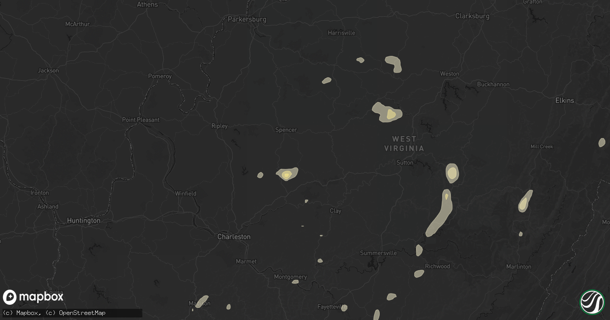 Hail map in Looneyville, WV on July 4, 2026