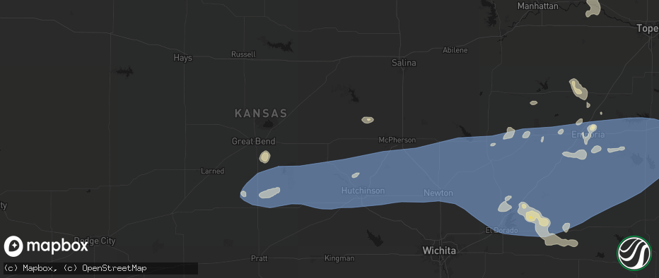 Hail map in Lyons, KS on July 4, 2026
