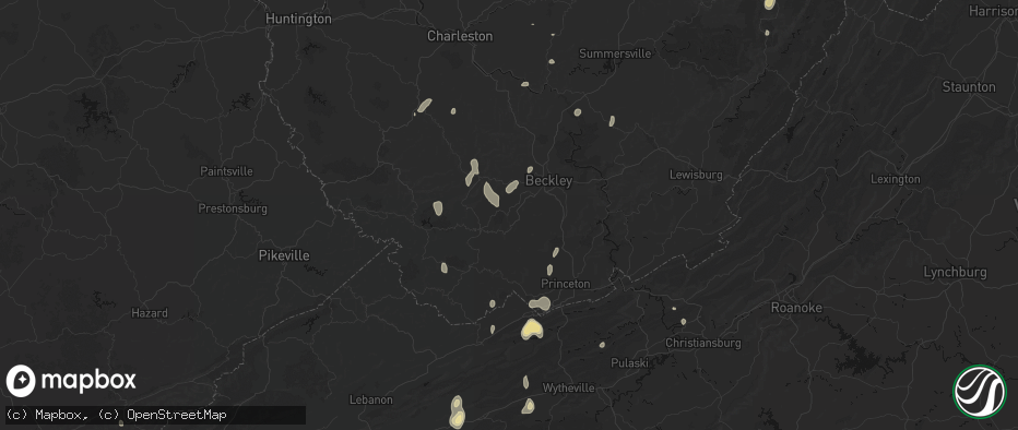 Hail map in Maben, WV on July 4, 2026