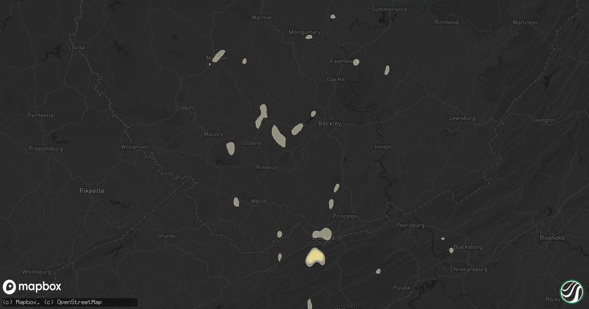 Hail map in Maben, WV on July 4, 2026