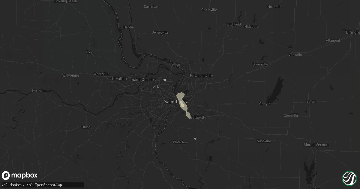 Hail map in Madison, IL on July 4, 2026