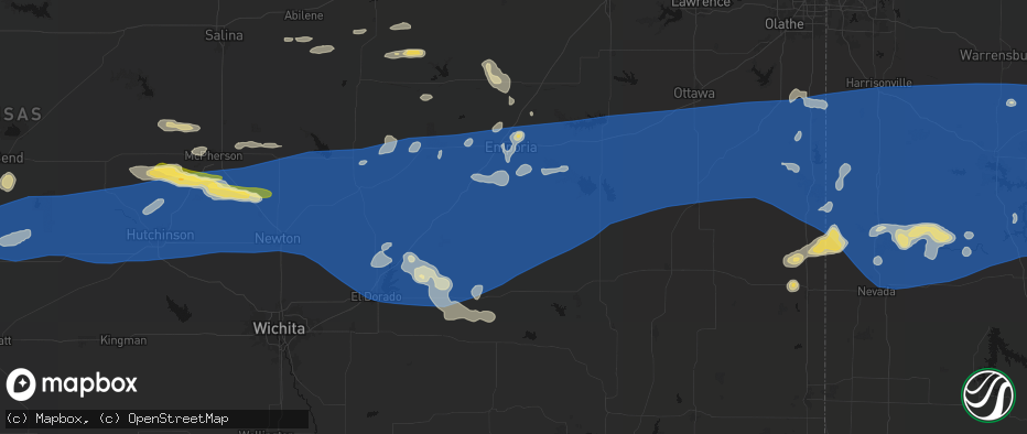 Hail map in Madison, KS on July 4, 2026