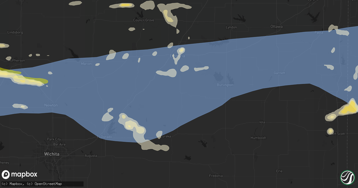 Hail map in Madison, KS on July 4, 2026