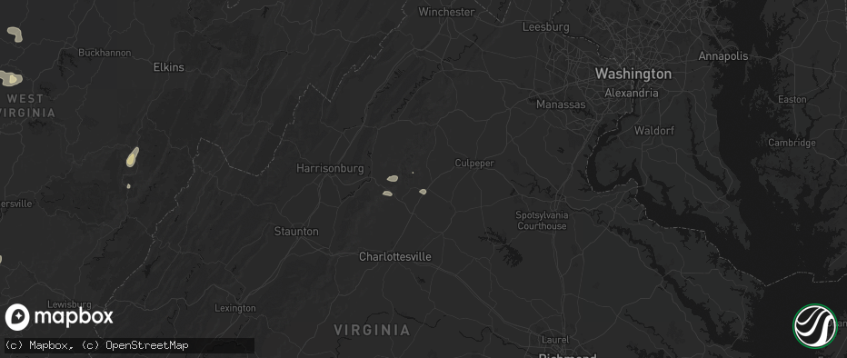 Hail map in Madison, VA on July 4, 2026