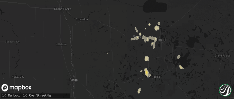 Hail map in Mahnomen, MN on July 4, 2026
