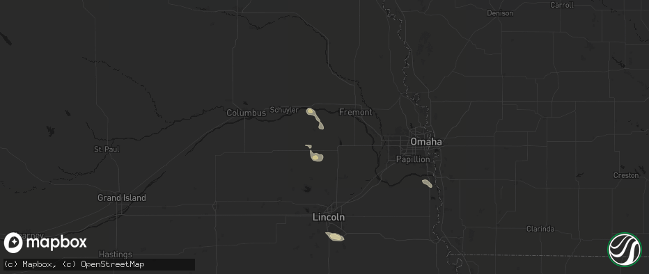 Hail map in Malmo, NE on July 4, 2026