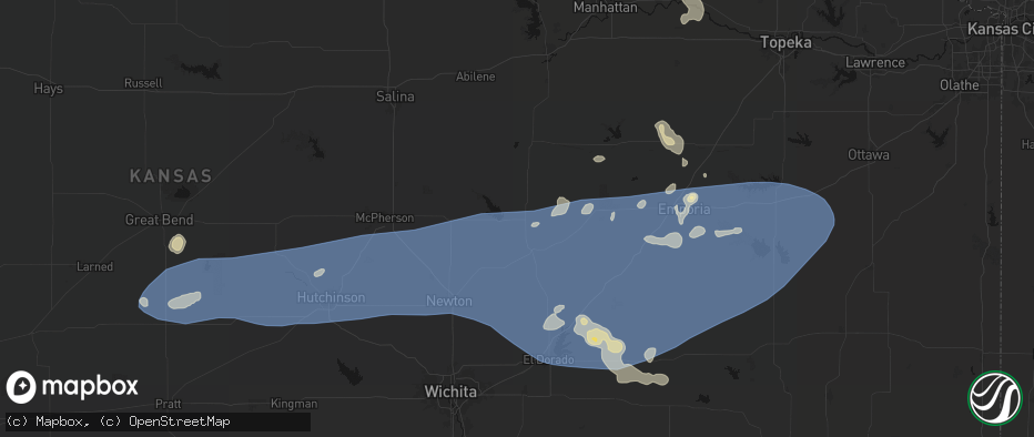 Hail map in Marion, KS on July 4, 2026