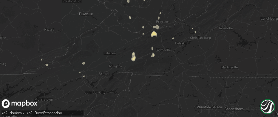 Hail map in Marion, VA on July 4, 2026